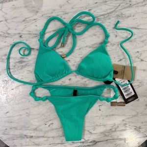 Vix Paula Hermanny Swimsuit Bikini Set Teal, Turquoise - Small